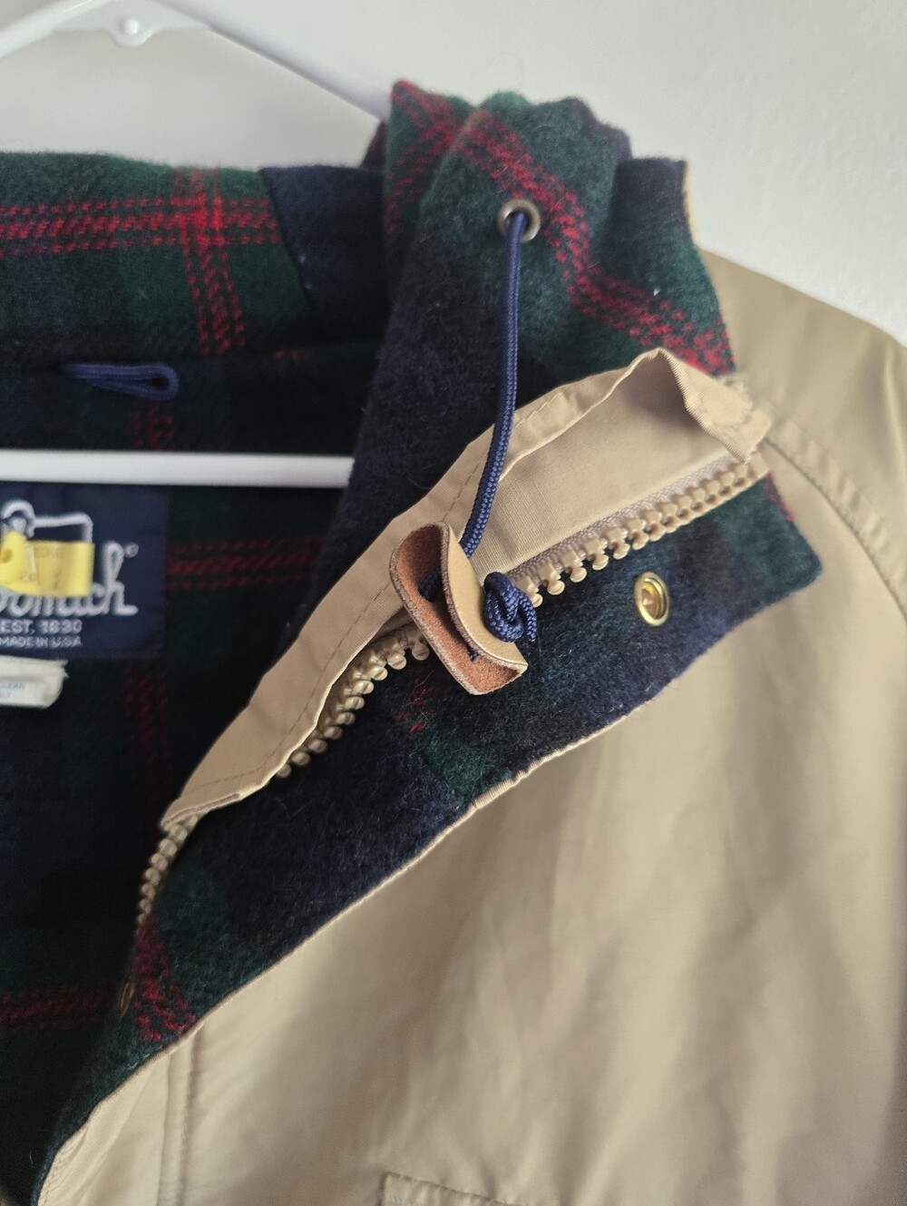 Woolrich,Vintage Hooded Wool-Lined Men's Tan Fisherman Parka Outdoor Jacket,XL - Picture 7 of 10